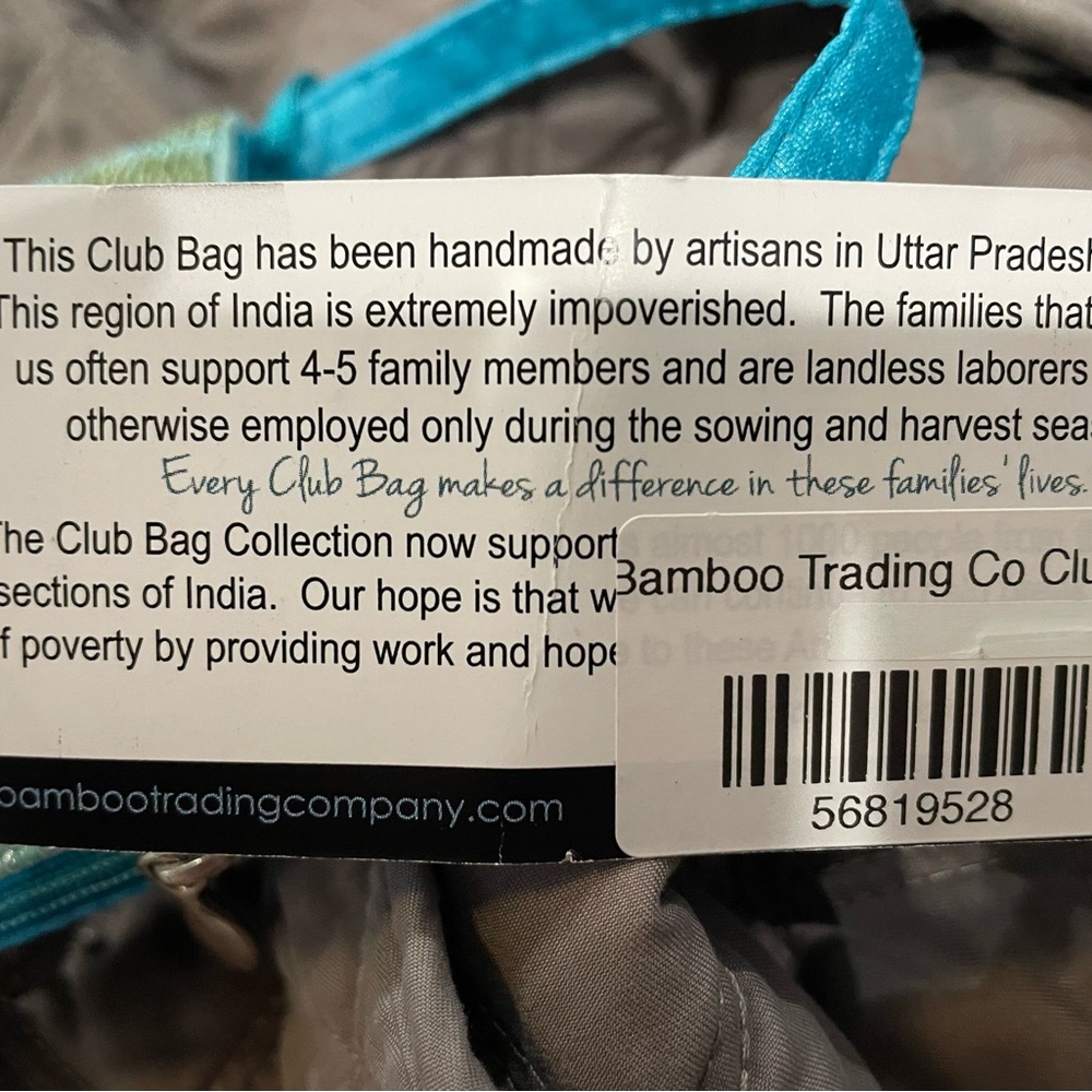 NWT Bamboo Trading Company Club Bag, Crossbody and side zipper, 7 3/4” L & 4” D - Picture 5 of 5